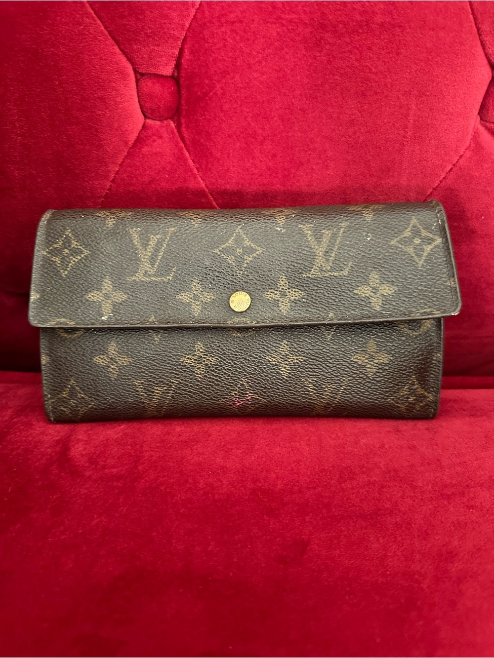 Louis Vuitton Monogram Canvas Wallet in Brown with Gold Accent